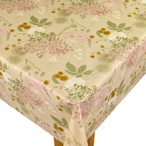 Vintage Floral Flowers PVC Vinyl Wipe Clean Oilcloth Tablecloth - Picture 1 of 2