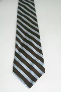 Brooks Brothers Blue and Brown Striped Tie 100% Silk USA W 3.75 L 58.75 - Picture 1 of 6