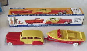 1940'S DIMESTORE DREAMS Station Wagon with Speedboat and Trailer 1/43 Scale New - Picture 1 of 1