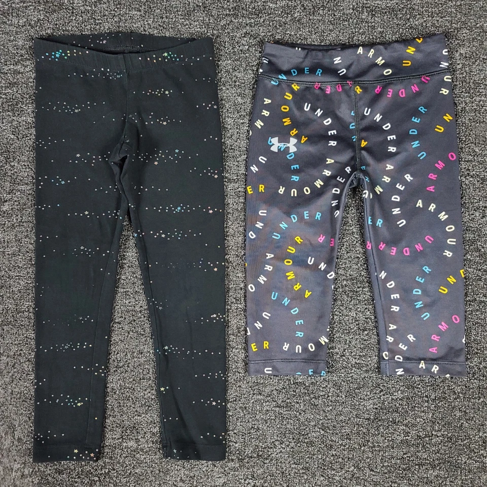 Girls Leggings Lot Size 4 Under Armour Cropped & Cat Jack Two School Pairs - Image 1 of 4