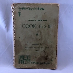 Milford Michigan 1946 Antique Community Cookbook Monday Literary Club Vintage - Picture 1 of 12
