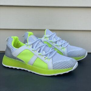 Qupid Womens Neon Yellow White Mesh Running Shoes Sneakers Size 9
