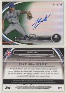 2013 Bowman Platinum Prospects Green Refractor /399 Tayler Scott #BPAP-TS Auto