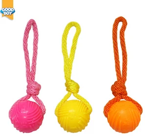3 PACK GOODBOY GLOW IN THE DARK BALL ON ROPE DOG PUPPY TOY BALL WINTER NIGHTS - Picture 1 of 4