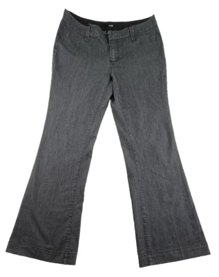 ana Flared Pants Womens 8 Gray Trouser Low Rise Flat Front Flared Leg Pin Stripe - Image 1 of 4