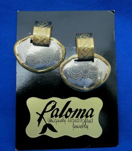 Paloma Silber Messing Handwerk Ohrringe Clip Backs leicht geätzte Designs 2" - Bild 1 von 6