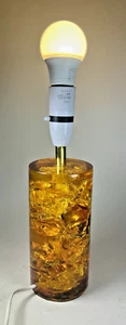 Vintage 60s Lucite Shatterline Fractal Resin Lamp Orange/Red - Picture 1 of 9