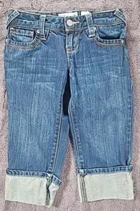 Old Navy Jeans Girls Capri Size 7  Cropped Blue Denim Adjustable Waist  - Picture 1 of 4