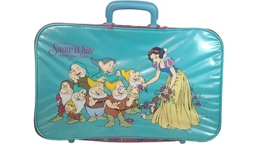Maleta de viaje vintage Walt Disney Blancanieves 7 enanos para niños rosa azulado Foto 1 de 4
