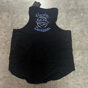 Harley-Davidson canotta donna grande nera senza maniche bottoni a pressione NUOVA - Foto 1 di 4