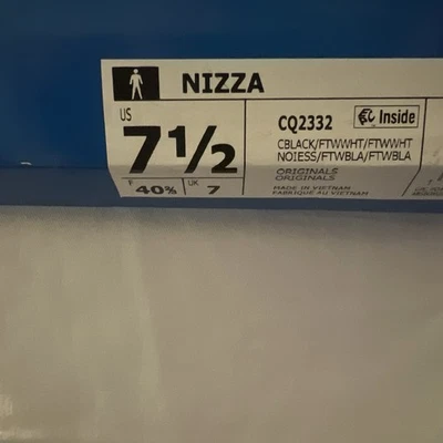 Adidas Nizza Originals Sneakers CQ2332 Black/White Size 7.5 US - Image 1 of 4