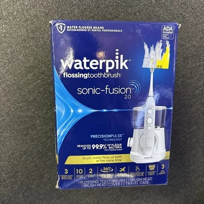 Waterpik Sonic-Fusion 2.0 100 PSI Water Flosser - Blanco/Cromo Nuevo Caja Abierta Foto 1 de 4