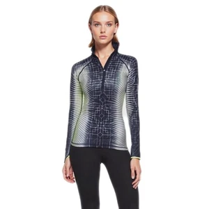 Nike Pro Jacket Womens Sz S Black Volt Hyperwarm Half Zip Pullover W/Thumb Holes - Picture 1 of 6