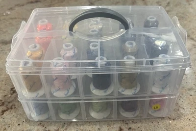 Simthread NEW 40 Color Embroidery Thread Kit with Organizer Box 100% Polyester - Image 1 of 4