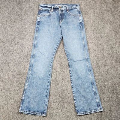 Pantalones de mezclilla Wrangler retro para hombre 30x32 azul ajustados bootcut lavado claro occidental Foto 1 de 4