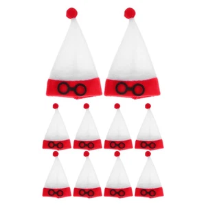 10 Pcs Mini Santa Hat Bottle Toppers Lovely Sleeves Christmas Hats - Picture 1 of 12