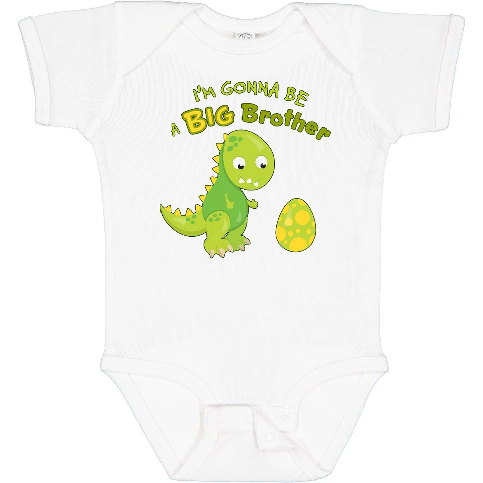 Inktastic I'm Gonna Be A Big Brother-dino Baby Bodysuit Siblings Dinosaur Green - Image 1 of 1