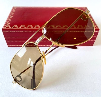 vintage CARTIER VENDOME Louis LC sunglasses 22K gold SMALL 56*16 original lenses - Bild 1 von 4