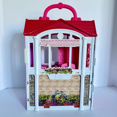 Mattel Barbie 2014 casa plegable estuche de transporte dormitorio estufa baño inodoro Foto 1 de 4