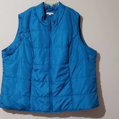 Woman Within 5x Puffy Vest Full Zip Teal With Zipper Pockets Fully Lined - Image 1 of 4