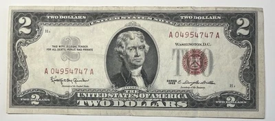 1963 Series $2 Two Dollar Bill Red Seal Fed Reserve Note - Image 1 of 4