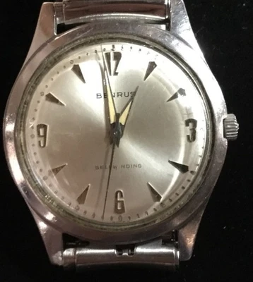 Reloj para hombre Early BENRUS cuerda automática Cal 7100 SS manecillas amarillas 34 mm funciona muy bien Foto 1 de 4
