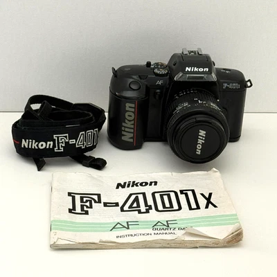 Cámara fotográfica Nikon F-401x 35 mm SLR + correa de lente AF Nikkor 35-70 mm manual Japón Foto 1 de 4