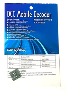 HO Scale SoundTraxx 852001 DCC Mobile Decoder MC1H102P8 - Picture 1 of 3