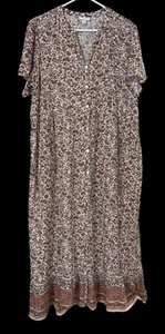 Maxi Vestido Jill Mujer Grande Floral Botón Frontal Pradera Fluido Boho SS - Imagen 1 de 8