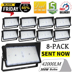 8Pack 300W LED Flood Light Super Bright Outdoor Stadium Lights Outdoor Lighting - Picture 1 of 16
