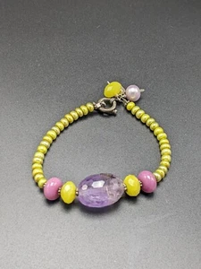 Rubin Ann New Orleans limettengrün Perle & Amethyst Armband 7,25" - Bild 1 von 3