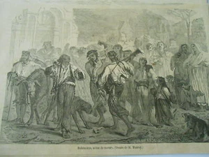 Gravure 1865 - Bohémiens scène de moeurs - Picture 1 of 1