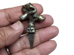 Vintage Pewter 1st Birthday Cupcake Candle Holder Dancing Elephant 1987 Seagull - Picture 1 of 11