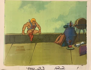 MOTU He-Man Masters of the Universe original Production Cel Copy Bg coa - Picture 1 of 4