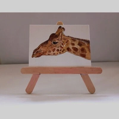ACEO Original Acrylic Handpainted Mini Art Card collectible Giraffe africa OOAK - Image 1 of 3