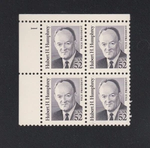 USA 1991 MNH HURBERT H HUMPHREY VICE PRESIDENT IN PLATE BLOCK OF 4 - Picture 1 of 1