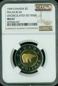 1999 CANADA $2 TOONI NGC MS67 PQ 2ND FINEST GRADE MAC SPOTLESS POP 1 . - Picture 1 of 2