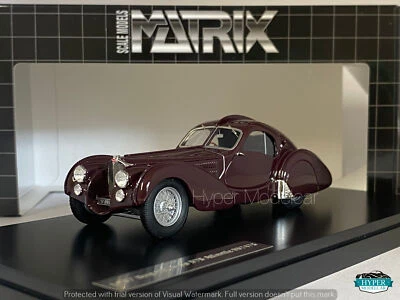 MATRIX 1/43 BUGATTI TYPE 57S ATLANTIC #57473 1937 MAROON  MX40205-112 - Immagine 1 di 3