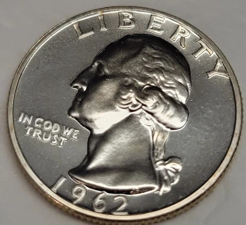 1962 Proof  Washington Quarter 90% Silver, Stunning, Free Daily Shipping Cover