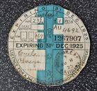 1925 Road Tax Disc ~ Omega Motorcycle ~ Reg. No. AU 4692 ~ Scarce & Collectable!