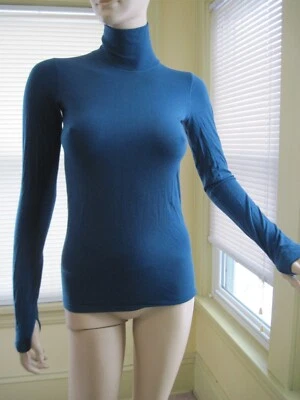 Top de mezcla de lana Athleta cuello alto capa base agujeros para el pulgar elástico verde azulado talla XS EN MUY BUEN ESTADO Foto 1 de 4