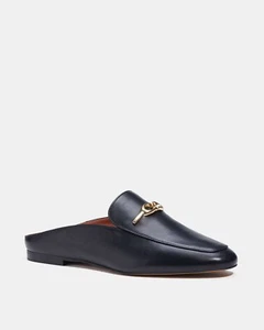Coach Women's Sienna Black Leather Mule Loafers Slip-On Gold Horsebit Size 6.5 - Picture 1 of 4