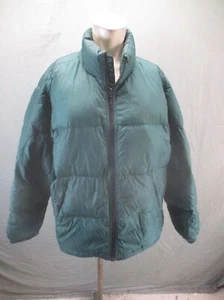 Eddie Bauer Size M Mens Green 100% Nylon Goose Down Full Zip Puffer Jacket 439 - Picture 1 of 13