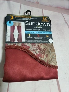 SUNDOWN BY ECLIPSE 84” ROOM DARKENING THERMAL CURTAINS  2 PANELS W/VALANCE 4718 - Picture 1 of 6