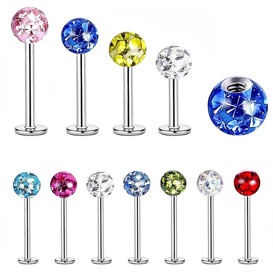 1,2MM LIPPENPIERCING FERIDO LABRET MONROE MADONNA KUGEL KRISTALL TRAGUS PIERCING - Bild 1 von 1