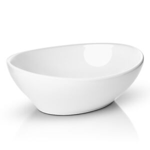 Modern Ceramic Vessel Sink - Bathroom Vanity Bowl -Small Oval White