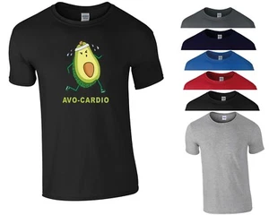 Avocardio T Shirt Vegan Funny Gym Workout Avocado Fittness Exercise Gift Men Top - Picture 1 of 8