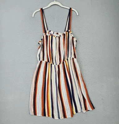 FOREVER 21 Mini Sundress Womens 1X Multicolor Striped Square Neck Spring Summer - Image 1 of 4