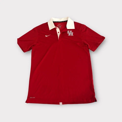 Red Nike Dri-Fit UH Houston Cougars Polo Shirt Men's Size M Medium Cover