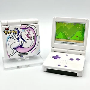 Game Boy Advance SP Custom IPS Backlit Screen UV Print Shell Mew Mewtwo Pokemon - Picture 1 of 5